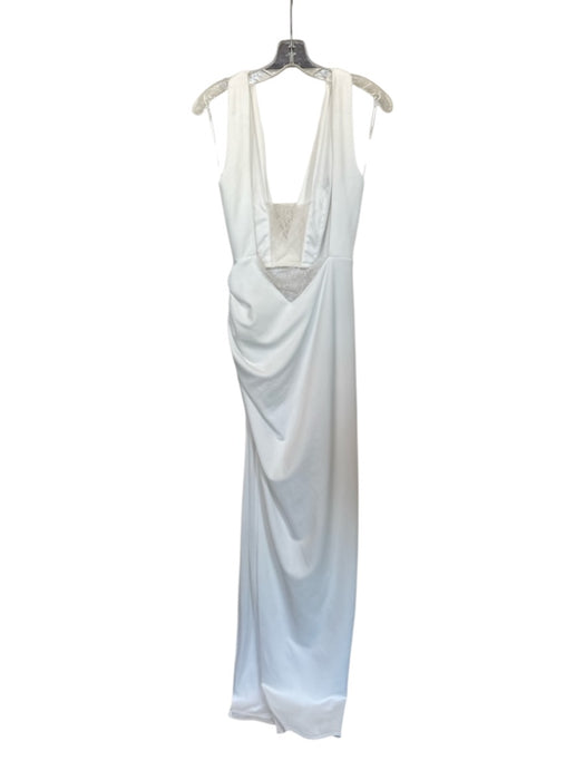 Noel & Jean Size M White Polyester Sleeveless Lace Trim Low Back Gown White / M