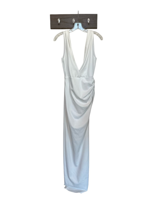 Noel & Jean Size M White Polyester Sleeveless Lace Trim Low Back Gown White / M