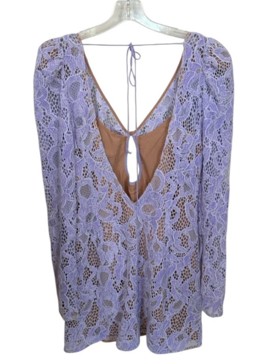 For Love & Lemons Size M Purple & Nude Polyester Blend Lace Overlay Mini Dress Purple & Nude / M