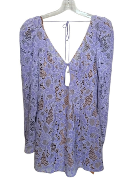 For Love & Lemons Size M Purple & Nude Polyester Blend Lace Overlay Mini Dress Purple & Nude / M