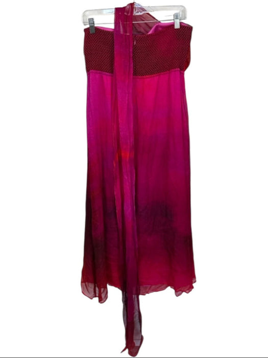 Plenty by Tracy Reese Size L Red & Magenta Silk One Shoulder Ombre Maxi Dress Red & Magenta / L