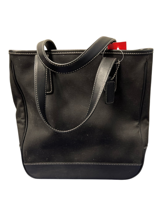 Coach Black Fabric & Leather Two Handle Center Pocket Zip closure Tote Bag Black / S