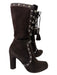 Dolce & Gabbana Shoe Size 36.5 Dark Brown Leather Suede Lace Up Studded Boots Dark Brown / 36.5