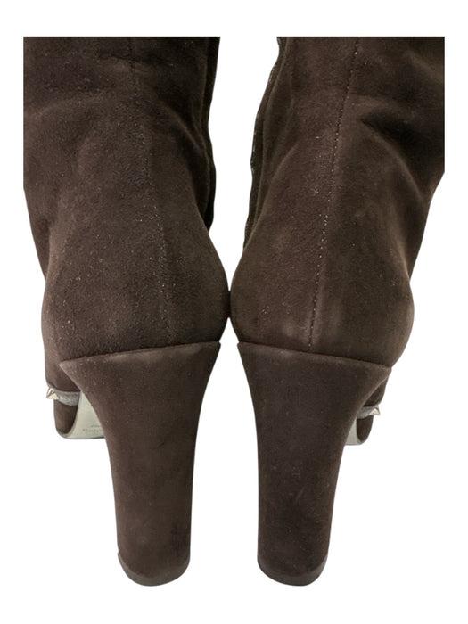 Dolce & Gabbana Shoe Size 36.5 Dark Brown Leather Suede Lace Up Studded Boots Dark Brown / 36.5