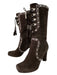 Dolce & Gabbana Shoe Size 36.5 Dark Brown Leather Suede Lace Up Studded Boots Dark Brown / 36.5