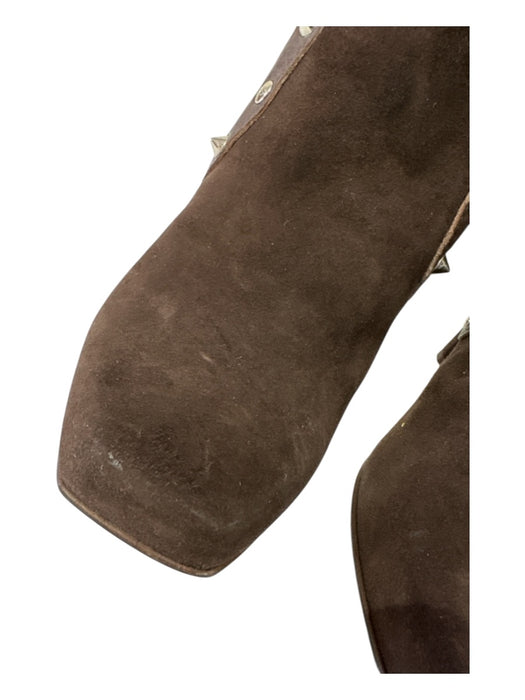 Dolce & Gabbana Shoe Size 36.5 Dark Brown Leather Suede Lace Up Studded Boots Dark Brown / 36.5