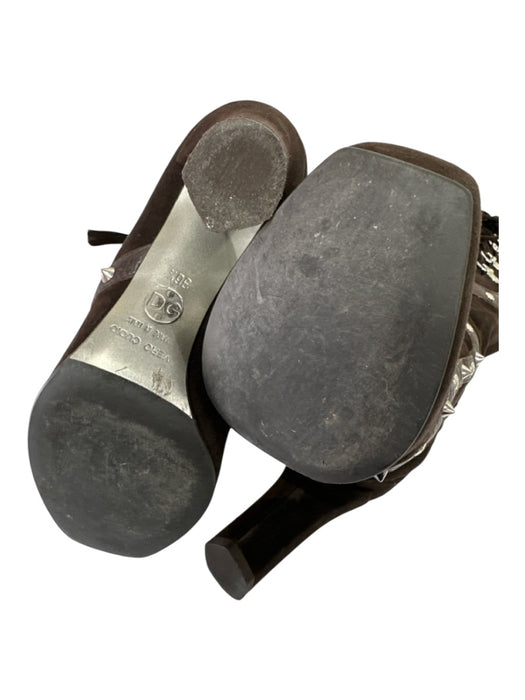 Dolce & Gabbana Shoe Size 36.5 Dark Brown Leather Suede Lace Up Studded Boots Dark Brown / 36.5