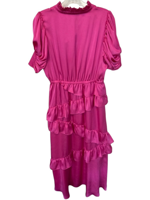 Alden Adair Size M Pink Polyester Short Balloon Sleeve Ruffle Collar Maxi Dress Pink / M
