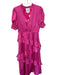 Alden Adair Size M Pink Polyester Short Balloon Sleeve Ruffle Collar Maxi Dress Pink / M