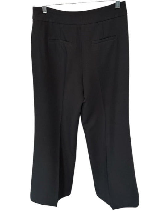 Milly Size 6 Black Polyester Blend Front Pleat Wide Leg Trouser Pants Black / 6