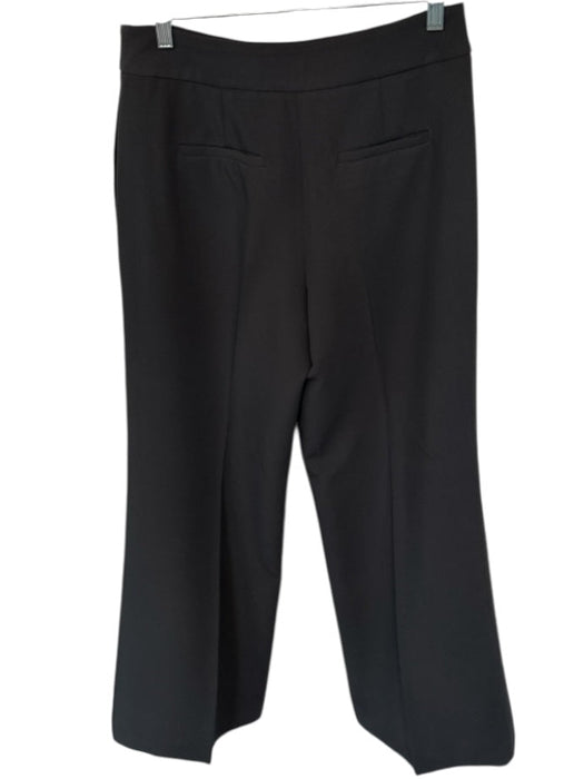 Milly Size 6 Black Polyester Blend Front Pleat Wide Leg Trouser Pants Black / 6