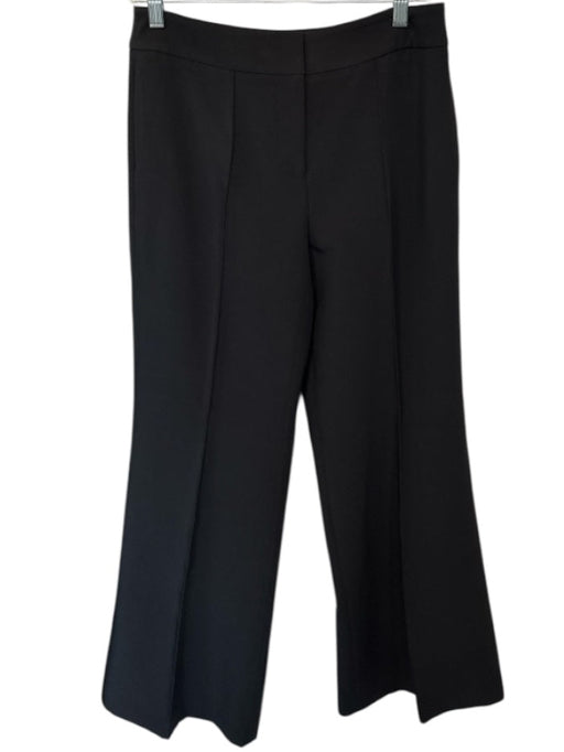 Milly Size 6 Black Polyester Blend Front Pleat Wide Leg Trouser Pants Black / 6