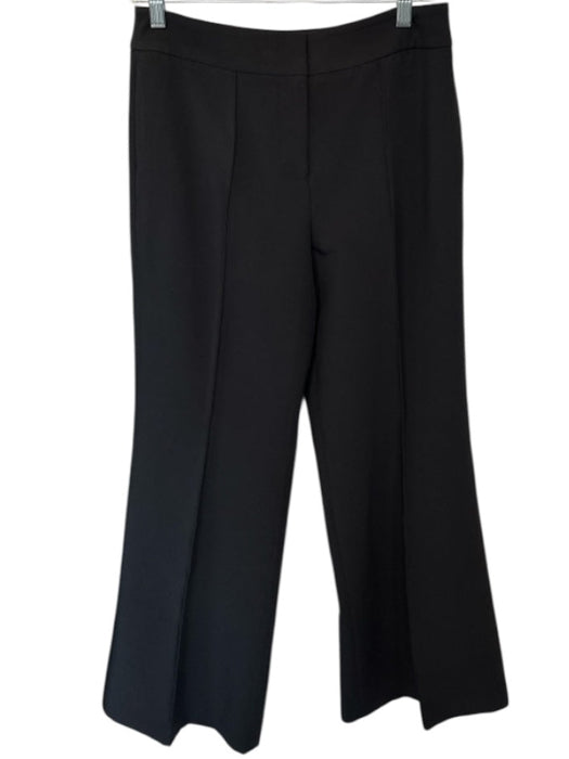 Milly Size 6 Black Polyester Blend Front Pleat Wide Leg Trouser Pants Black / 6
