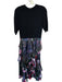 Ted Baker Size 3/L Black & Purple Viscose Blend Short Sleeve Botanical Dress Black & Purple / 3/L