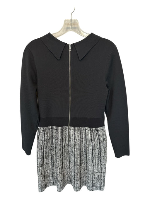 Ted Baker Size 4/L Black & White Viscose Blend Long Sleeve tweed Collar Dress Black & White / 4/L