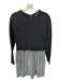 Ted Baker Size 4/L Black & White Viscose Blend Long Sleeve tweed Collar Dress Black & White / 4/L