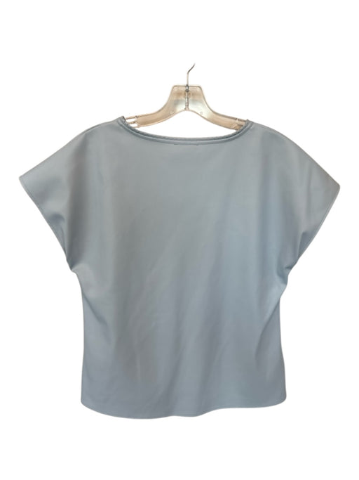 S'edge Size M Baby Blue Vegan Leather Short Sleeve V Neck Perforated Top Baby Blue / M