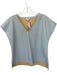 S'edge Size M Baby Blue Vegan Leather Short Sleeve V Neck Perforated Top Baby Blue / M