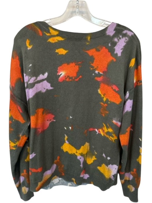 J. Society Size L Gray & Orange Cotton Long Sleeve Tie Dye Knit Sweater Gray & Orange / L
