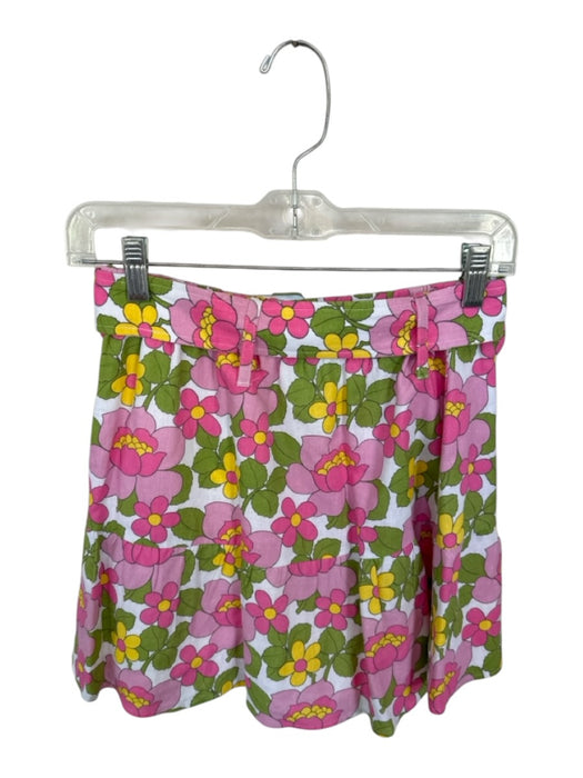 Show Me Your Mumu Size S Pink & Green Cotton Floral Mini Ruffle belt Skirt Pink & Green / S