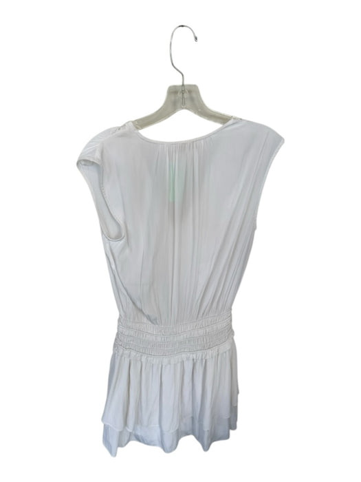 Ramy Brook Size S White Polyester Sleeveless Mini Sinch Waist V Neck Dress White / S