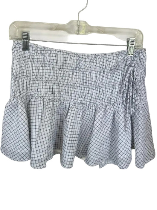 Nia Size S Black & White Cotton Checkered Tie Side Mini Ruffle Skirt Black & White / S