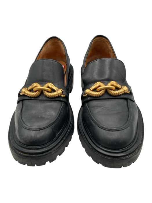 Tory Burch Shoe Size 8.5 Black Leather goldtone hardware Platform loafer Shoes Black / 8.5