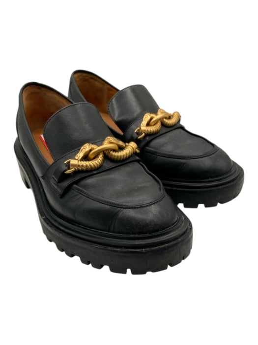 Tory Burch Shoe Size 8.5 Black Leather goldtone hardware Platform loafer Shoes Black / 8.5