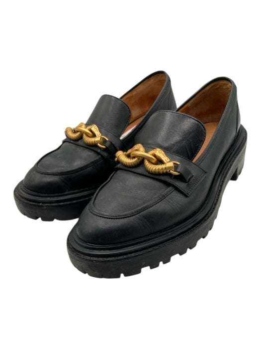 Tory Burch Shoe Size 8.5 Black Leather goldtone hardware Platform loafer Shoes Black / 8.5