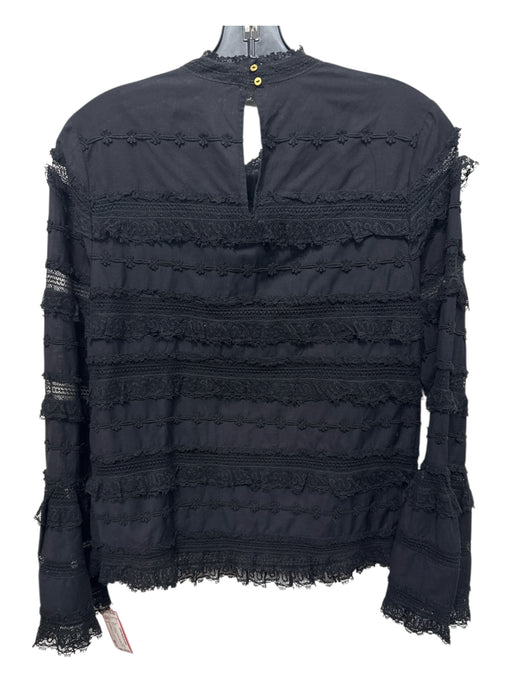 Ulla Johnson Size 2 Black Cotton & Viscose Keyhole Lace Tiered Top Black / 2