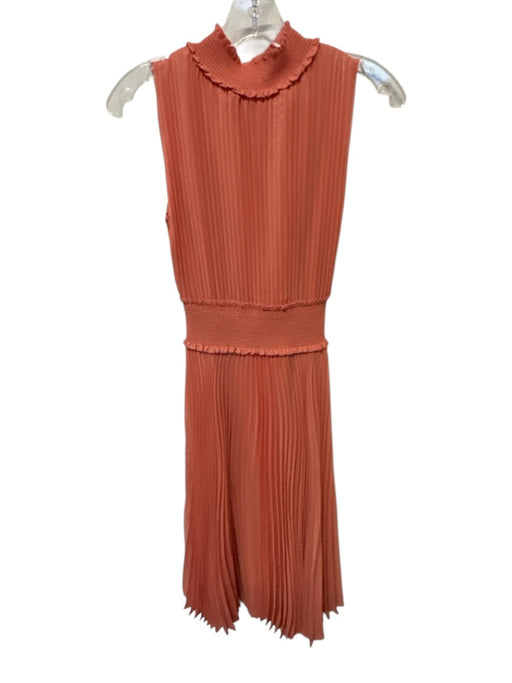 Nanette Lepore Size 2 coral Polyester Blend Pleated High Neck Scrunched Gown coral / 2