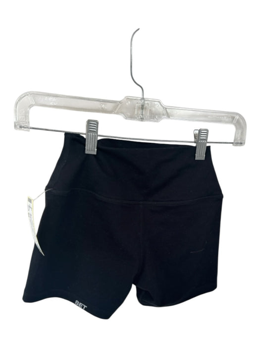 Set Active Size XS Black Polyester Blend High Waist Bike Short Athletic Shorts Black / XS