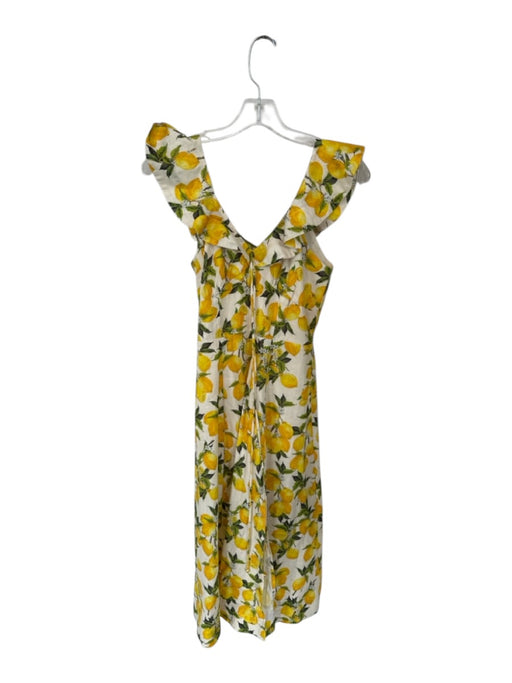 En Saison Size XS Yellow & Green Cotton Flutter Sleeves Lemons Back Zip Dress Yellow & Green / XS