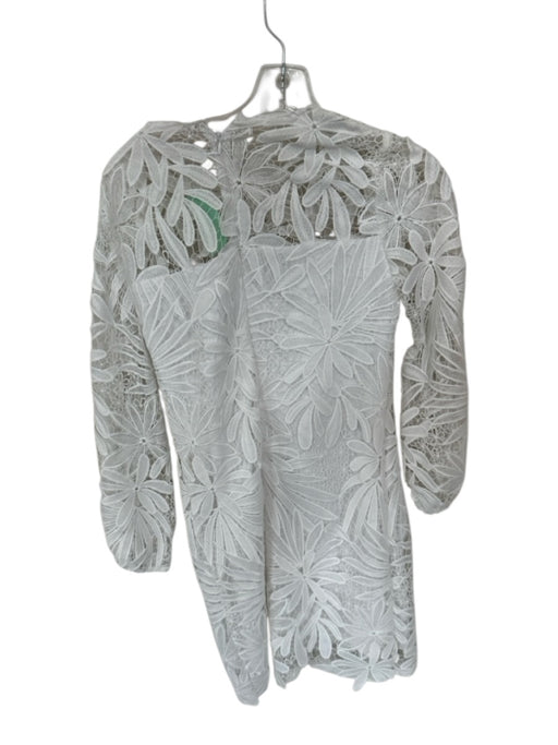 Shoshanna Size 2 White Polyester Long Sleeve Back Zip Lined Dress White / 2