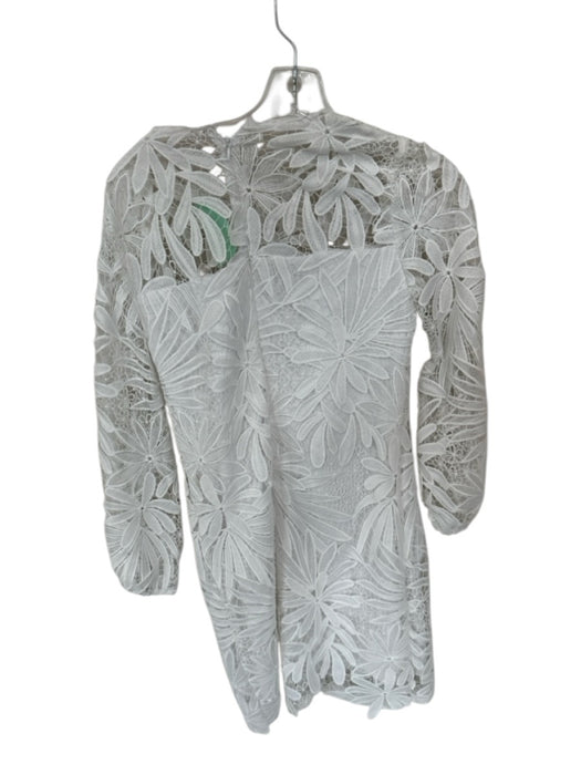 Shoshanna Size 2 White Polyester Long Sleeve Back Zip Lined Dress White / 2