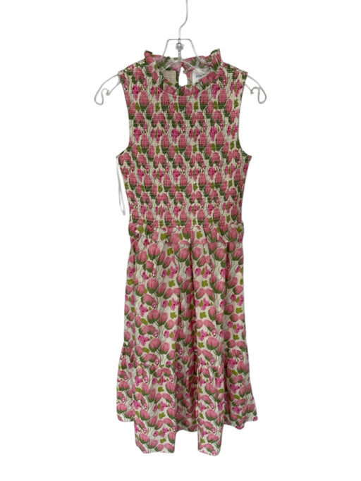 Hyacinth House Size XS Pink & Green Cotton Sleeveless Flowers Smocked Maxi Dress Pink & Green / XS