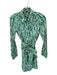 Diane Von Furstenberg Size 0 Green & White Cotton Long Sleeve Branches Dress Green & White / 0