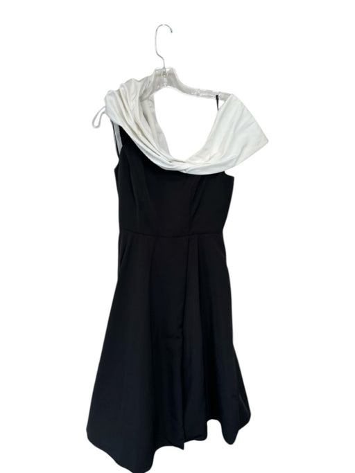 Abbey Glass Size XS Black & White Polyester One Shoulder A Line Back Zip Gown Black & White / XS