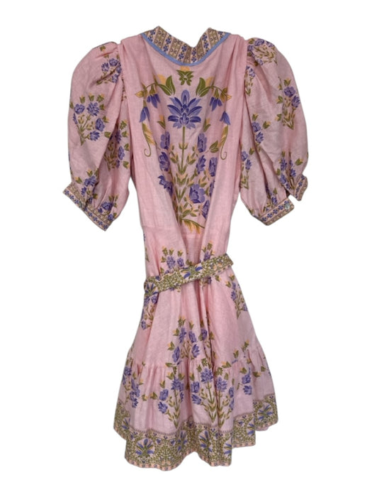 A Loves A Size XS Pink & Purple Linen Blend Button Down Belt Floral Dress Pink & Purple / XS