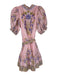 A Loves A Size XS Pink & Purple Linen Blend Button Down Belt Floral Dress Pink & Purple / XS