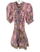 A Loves A Size XS Pink & Purple Linen Blend Button Down Belt Floral Dress Pink & Purple / XS