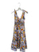 Adelyn Rae Size S Purple & Multi Cotton Floral V Neck Scrunched waist Midi Dress Purple & Multi / S