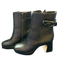 Larroude Shoe Size 6 Black Leather Chunk Heel Buckle Detail Side Zip Boots Black / 6