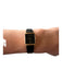 Pulsar Gold & Black Metal Leather Band Rectangle Watchband Gold & Black