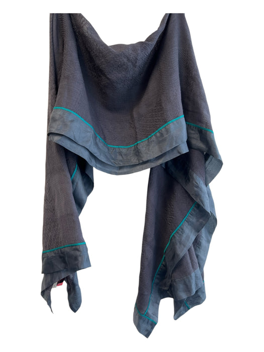 Malini Gray Blue & Teal Wool & Silk Woven Detail Stripe Detail Shawl scarf Gray Blue & Teal / One Size