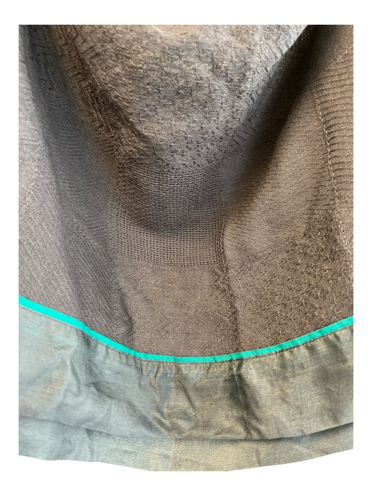 Malini Gray Blue & Teal Wool & Silk Woven Detail Stripe Detail Shawl scarf Gray Blue & Teal / One Size