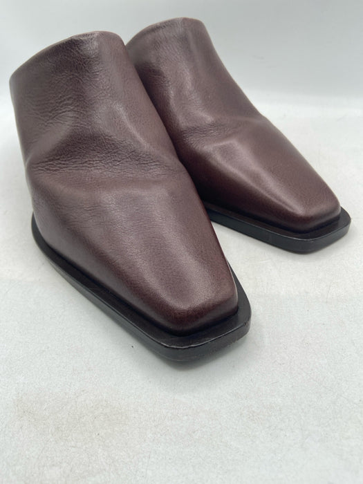 Brunello Cucinelli Shoe Size 38.5 Chocolate Brown & Gunmetal Leather Mules