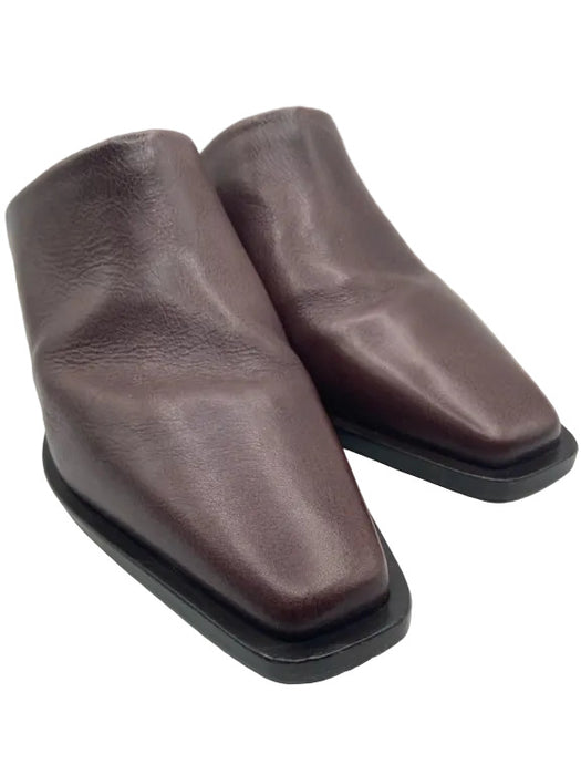 Brunello Cucinelli Shoe Size 38.5 Chocolate Brown & Gunmetal Leather Mules