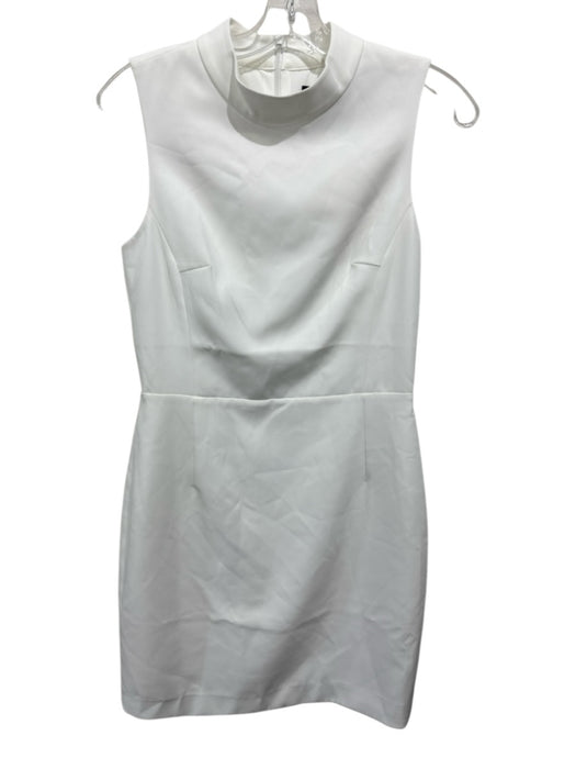 French Connection Size 6 White Polyester Blend Mock Neck Sleeveless Sheath Dress White / 6