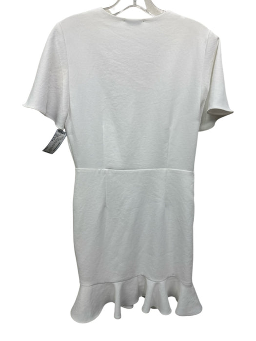 Sandro Size S / 36 White Polyester Side Ruching Surplice flounce sleeve Dress White / S / 36